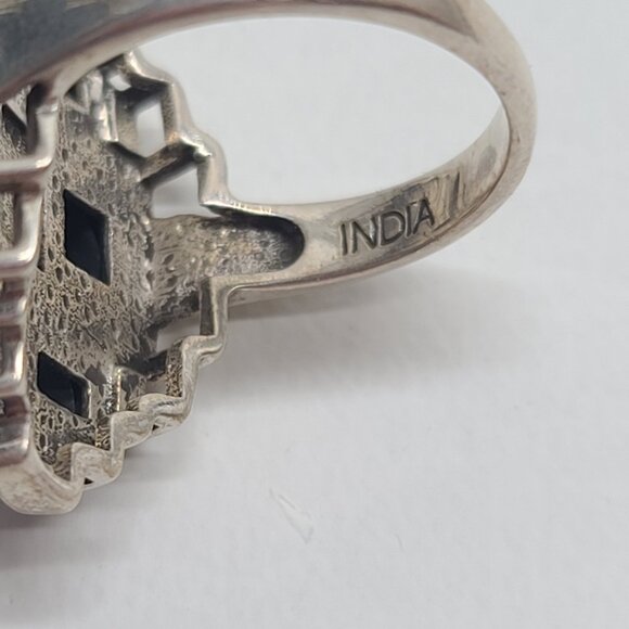 Nicky Butler sterling 925 lapis lazuli moonstone geometric ring purple enamel, 7 - Picture 5 of 10